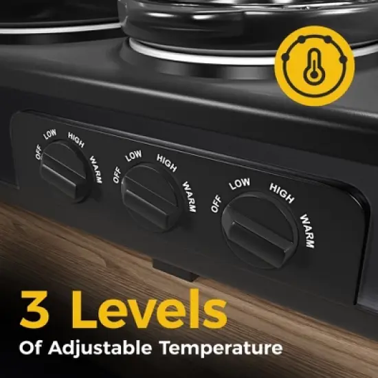 Heynemo Triple Slow Cooker with three 1.5-Quart Ceramic Pots, Buffet Servers and Warmers with Glass Lids and 3 Spoons, Stainless Steel image {2}