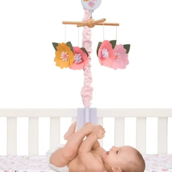 Lambs & Ivy Little Garden Felt Flowers Musical Baby Crib Mobile Soother Toy image {2}