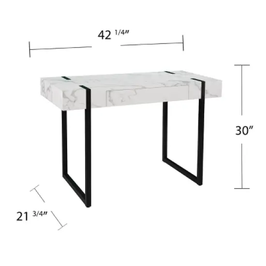Wennan Modern Faux Marble Desk Black/White - Aiden Lane image {11}