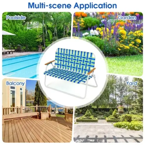 Costway 2-Person Folding Chair with  Armrest 661 LBS Load Capacity for Camping Beach image {6}