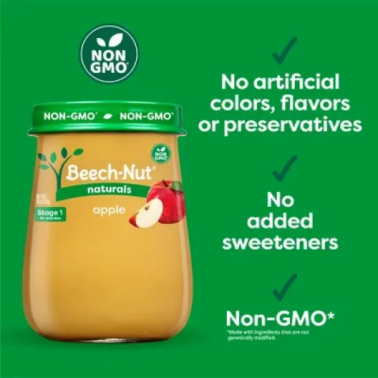 Beech-Nut Non-GMO Naturals Apples Baby Food Jar - 4oz image {1}