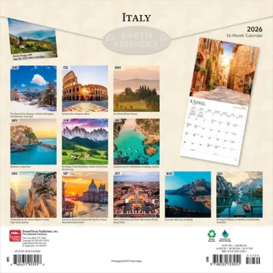BrownTrout Italy 2026 12"x24" Hanging Square Wall Calendar Plastic-Free image {1}