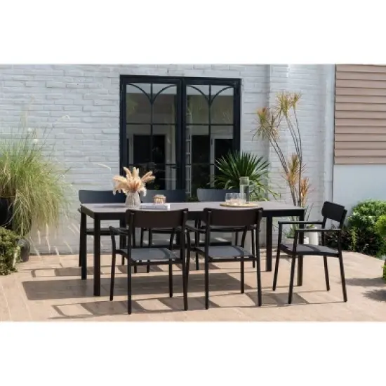 Amazonia Axe 7pc Aluminum Rectangular Patio Dining Set Black image {2}