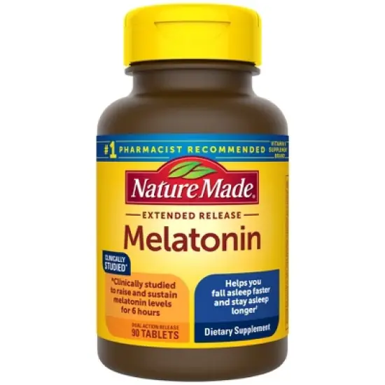Nature Made Melatonin 100% Drug Free Sleep Aid for Adults  4mg Extended Release Tablets - 90ct image {9}