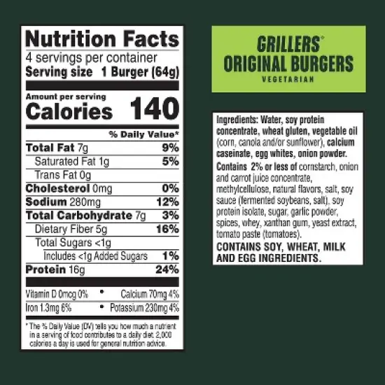 MorningStar Farms Frozen Veggie Burgers Grillers Original - 9oz/4ct image {2}