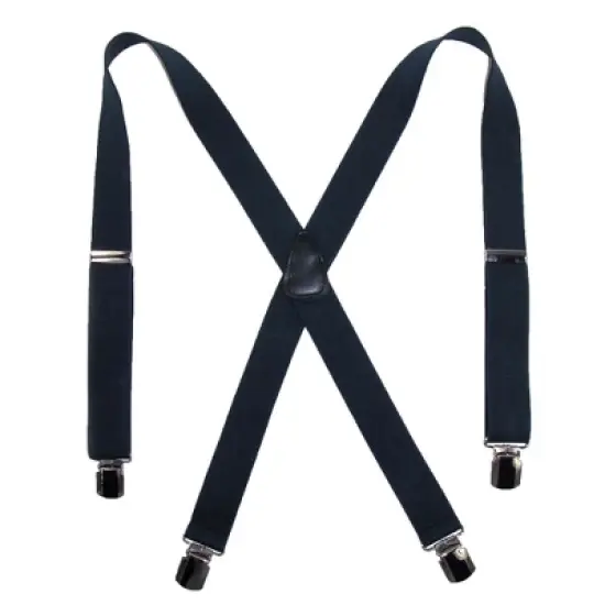 CTM Men's Elastic with Anti Slip Pin Clip 1 1/2 Inch Solid Suspenders image {4}