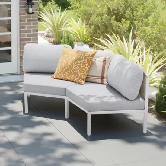 Crestlive products 2PC outdoor handcrafted woven rope design patio sofa for Balcony lawn  Beige image {2}