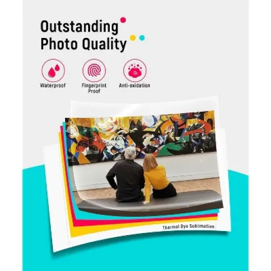 Liene Amber M100 4x6 Inch Color Photo Printer with 100 Sheets & 3 Ink Cartridge Refill image {3}