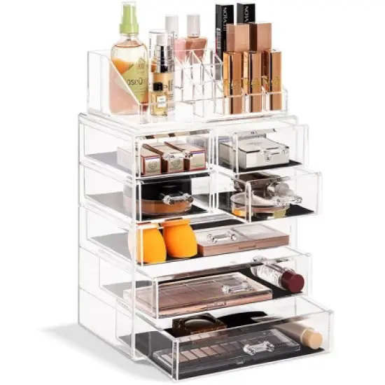 Sorbus Clear Cosmetic Makeup Organizer Case & Display - Spacious Design - Great for Dresser, Bathroom, Vanity & Countertop image {12}