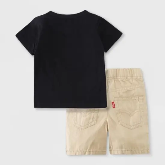 Levi's&reg; Baby Boys' 2pc Box Tab Short Sleeve Top & Bottom Set - Black image {1}