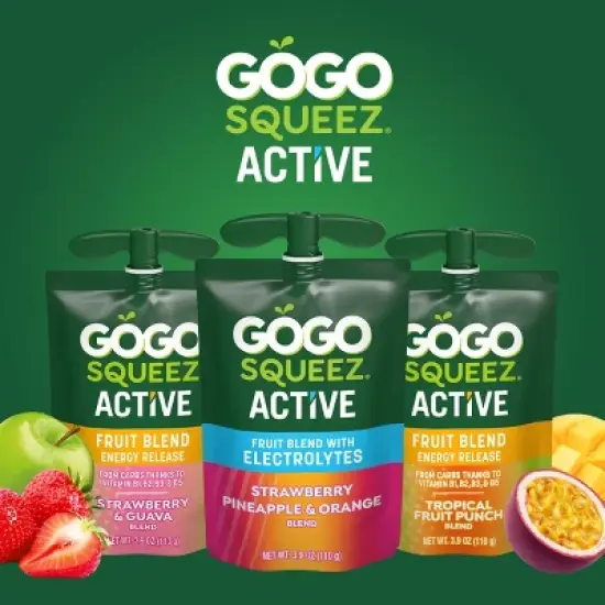 GoGo SqueeZ Active Fruit Blend Energy Release, Strawberry & Guava Punches - 39oz/10ct image {6}