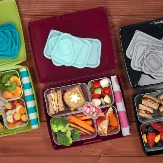 Bentology Bento Lunch Box Set w 5 Removable Nesting Containers- Adaptable Inner Compartment Portion Sizes- Back to School, BPA Free- Dishwasher Safe image {4}
