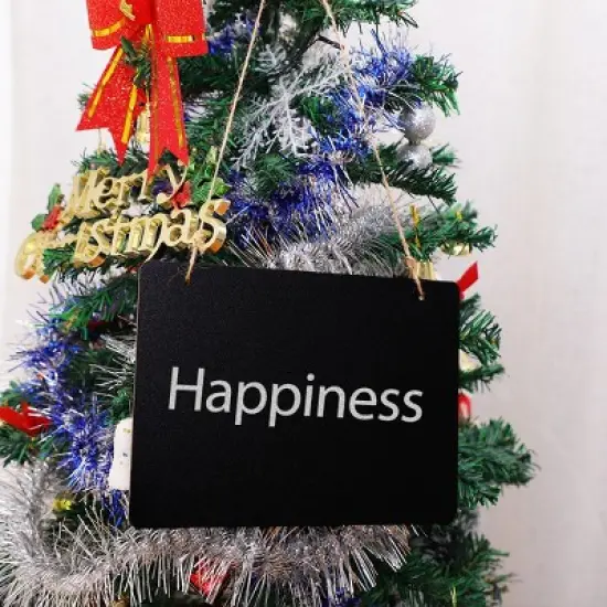 Unique Bargains Wood Rectangle Shape Mini Chalkboard Sign with Hanging Rope 1 Pc image {4}