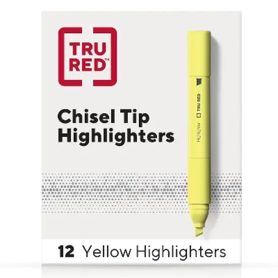 TRU RED Tank Highlighter with Grip Chisel Tip Yellow Dozen TR54579 image {9}
