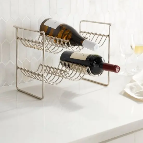 6 Bottles Metal Wire Wine Rack Brushed Nickel - Threshold&trade; image {1}