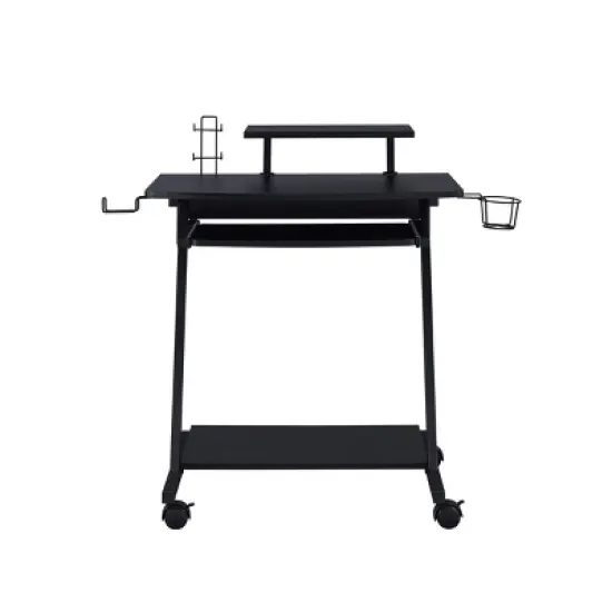 INFURNIC Desks Rectangular Gaming Desk with Open Compartment Keyboard Tray and Shelf for Storage, Black, 21"*28"*35" image {1}