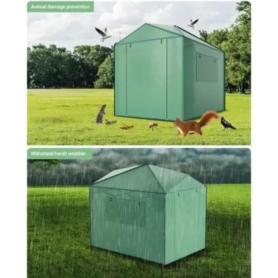 Portable Greenhouse, Instant Pop-Up Plant Gardening Green House Canopy, Outdoor Grow Tent with Zippered Doors, Roll-Up Side Windows image {5}
