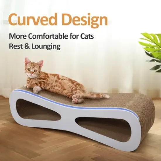 Sandinrayli Wave Cat Scratcher Lounge Toy with Catnip, White image {6}