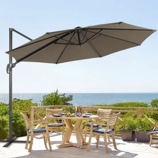 Sonkuki Outdoor 11FT Round Offset Patio Cantilever Aluminum Umbrella image {12}