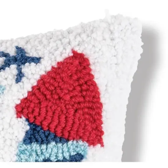 C&F Home 8" x 8" Fireworks Red White and Blue Hooked Americana July 4th Throw Pillow image {3}