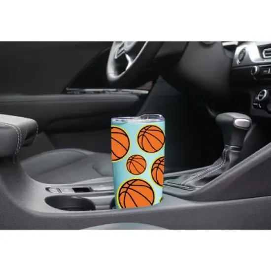 100 North 20 Ounce Stainless Steel On the Go Travel Tumbler With Push Top Lid, Basketball Teal image {2}