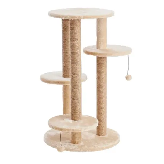 Two by Two Manchester - Beige Scratching Post Cat Furniture - 36.2 in. Tall image {5}