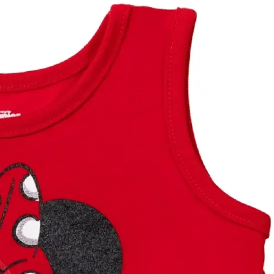 Mickey Mouse & Friends Minnie Mouse Girls Tank Top French Terry Shorts and Scrunchie 3 Piece Outfit Set Infant to Big Kid image {5}