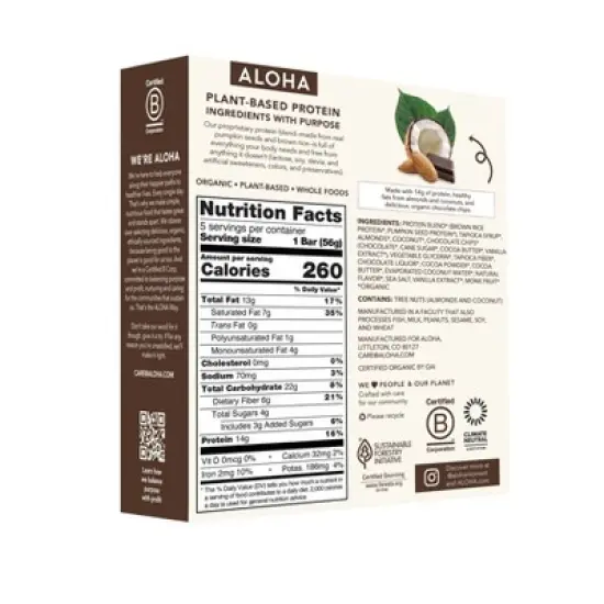 ALOHA Coconut Chocolate Almond Protein Bars - 9.88oz/5ct image {1}