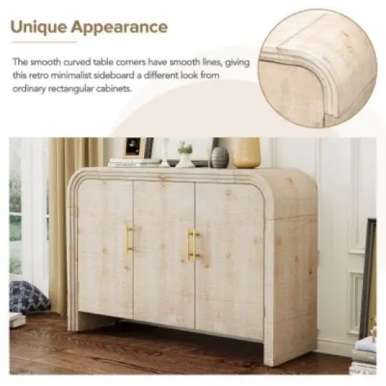 Sideboard Cabinet Curved Sideboard With Gold Handles And Adjustable Dividers Sideboard Buffet Cabinet With Storage For Living Room Dining Room image {5}