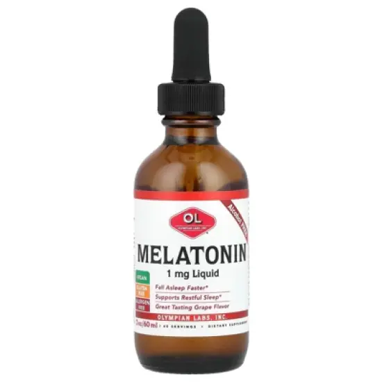 Olympian Labs Melatonin, Alcohol Free, Grape, 1 mg, 2 oz (60 ml) image {4}