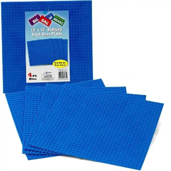 Big Bag of Bricks Large Blue Building Plates 10"x10", 4 Pack image {1}