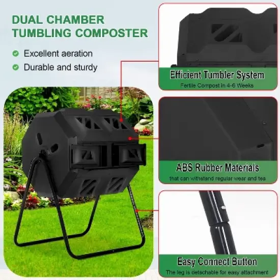 BestMassage Compost Bin 43 Gallion Outdoor Compost Tumbler for Garden Patio image {5}