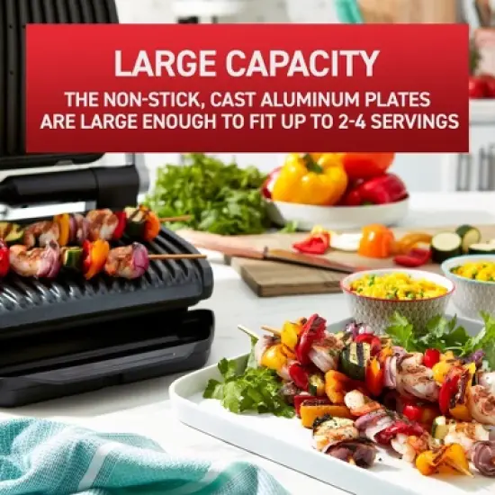 T-Fal OptiGrill Indoor Electric Grill with Removable, Dishwasher Safe Nonstick Plates image {3}