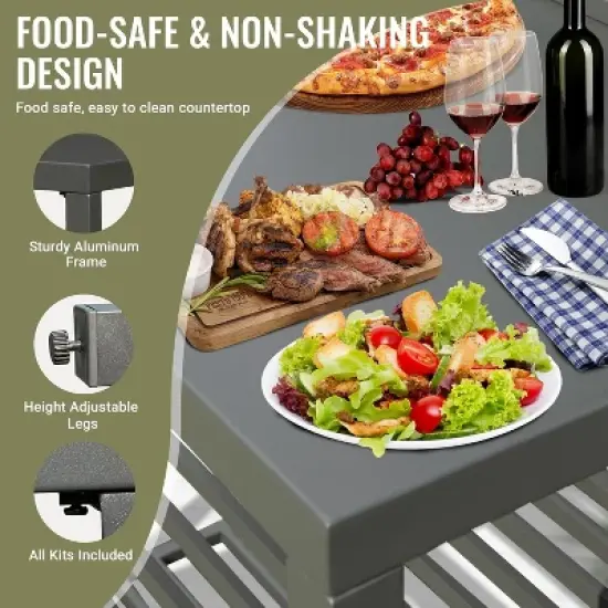 CLIHOME Outdoor Aluminum Freestanding Kitchen Storage Island with Double Storage Rack image {1}