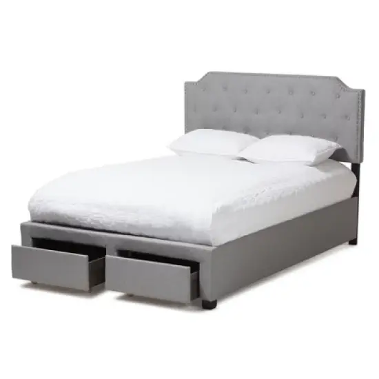 Aubrianne Modern and Contemporary Fabric Upholstered Storage Bed Gray - Baxton Studio image {5}