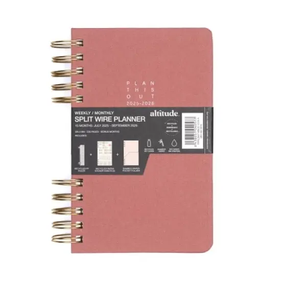 Altitude Planner 5"x8" 2025-2026 Monthly & Weekly Mauve Pink image {12}