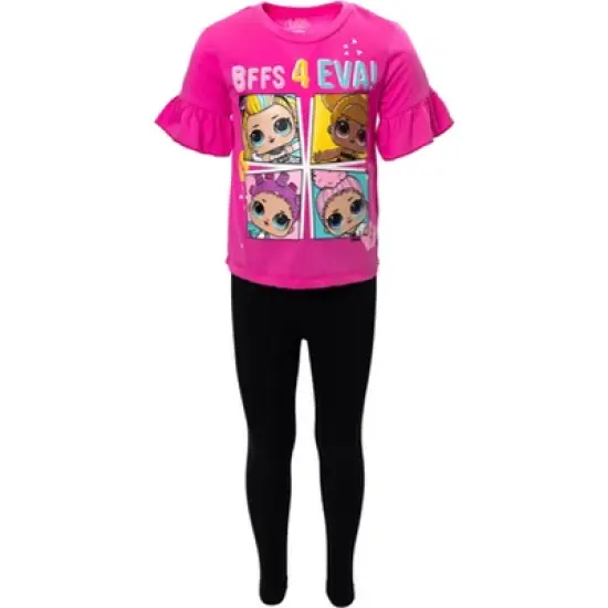 L.O.L. Surprise! Neon QT Bon Bon Diva Queen Bee Touchdown Roller Sk8er T-Shirt and Leggings Outfit Set Toddler to Big Kid image {2}