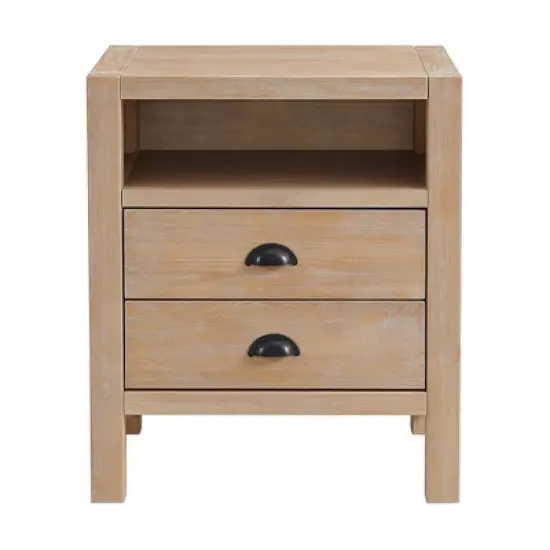 Arden 2 Drawer Wood Nightstand Light Driftwood - Alaterre Furniture image {2}