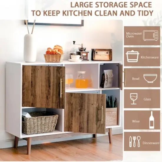 Costway Sideboard Storage Cabinet w/Storage Compartments Buffet TV Stand Coffee image {5}
