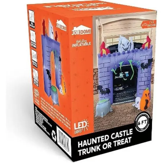 Joyfy 6FT Tall Halloween Inflatable Outdoor Decorations, Inflatable Haunted Castle with Built-in LEDs Trunk or Treat Car Decorations for Outside Decor image {8}