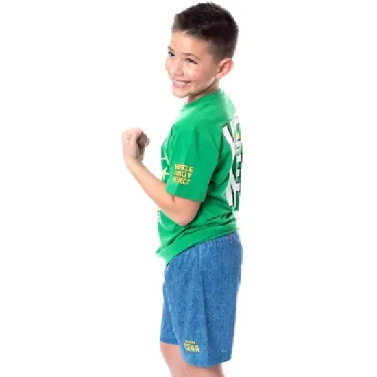 WWE Boys' Wrestling John Cena Respect Earn It Sleep Pajama Set Shorts Multicolored image {5}