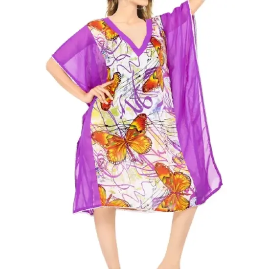 HAPPY BAY Women's Beachwear Swimsuit Coverups for Women Summer Swim Beach Cover Ups for Swimwear Women Bathing Suit Tunic Dress 2X-3X Purple Butterfly image {4}