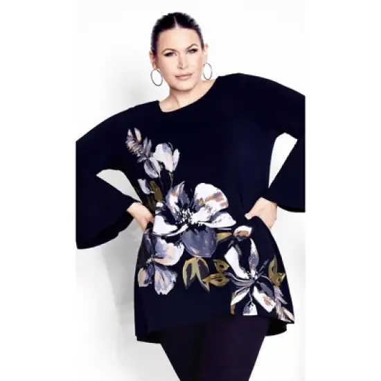 Women's Plus Size Brenda Placement Tunic - navy | EVANS image {6}