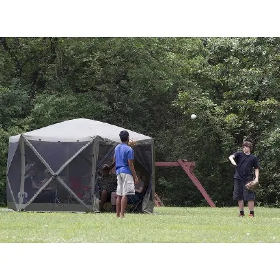 CLAM Quick-Set Escape 12 x 12 Foot Portable Pop-Up Camping Outdoor Gazebo Screen Tent Canopy Shelter and Carry Bag with Wind and Sun Panels Sets, Green image {5}