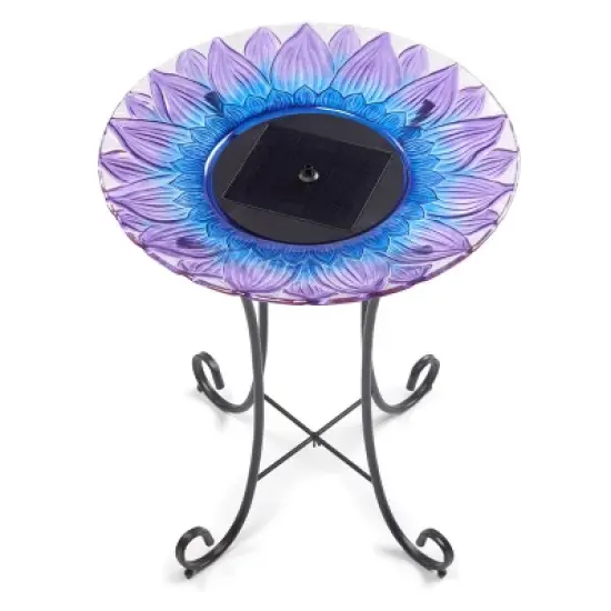 Smart Solar 25.2" Bell Flower Solar Bird Bath image {1}