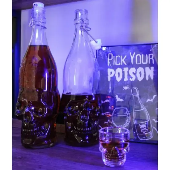 Cornucopia Brands Skull Shaped Liter Bottles; Empty Quart-Size Bottles from Brewing and Bottling and Halloween Decor image {5}