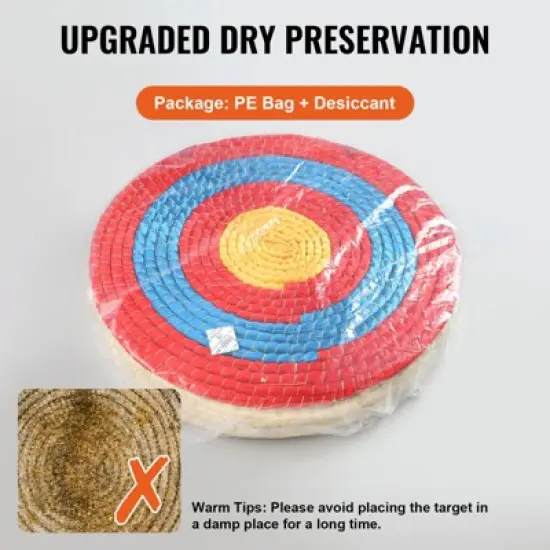 VEVOR Archery Target, 5 Layers 20" Arrow Target, Traditional Solid Straw Round Archery Target Shooting Bow, Hand-Made Arrows Target image {6}