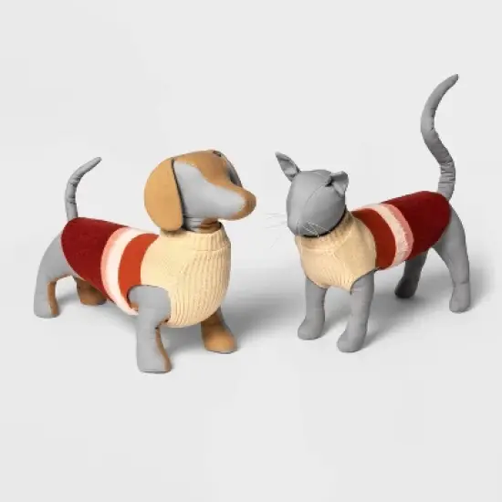 Fuzzy Stripe Dog and Cat Sweater - Deep Orange and Burgundy - Boots & Barkley&trade; image {3}