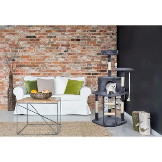 Homessity 49" Economical Cat Tree Condo with Sisal Covered Posts HC-007 image {1}