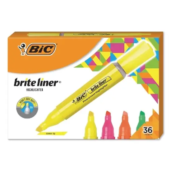 BIC Tank-Style Highlighter Chisel Tip Assorted Colors 36/Pack BLMG36AST image {1}